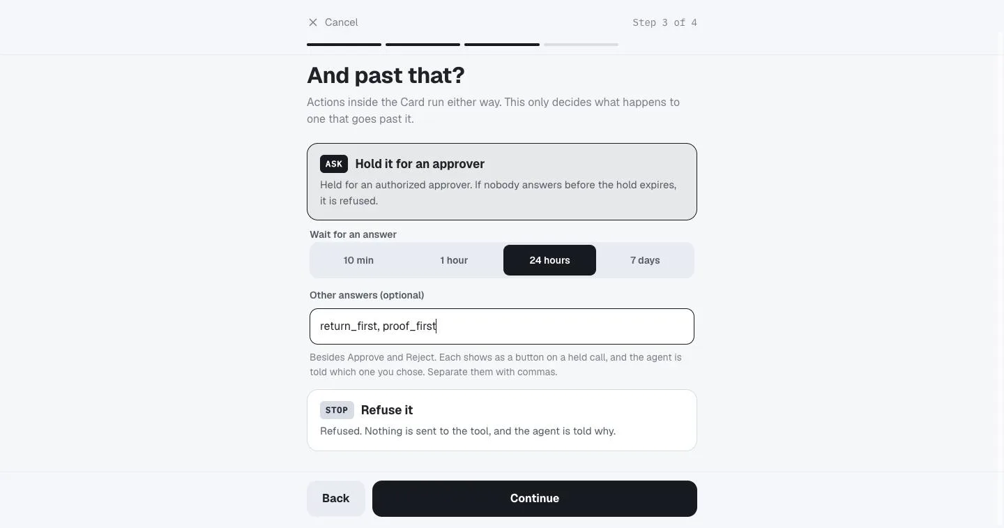 The refund Card&rsquo;s settings in KIFF: Ask, wait 24 hours, and other answers return_first, proof_first